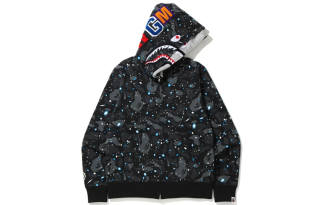 A BATHING APE Bape Space Camo Shark Full Zip Double Hoodie