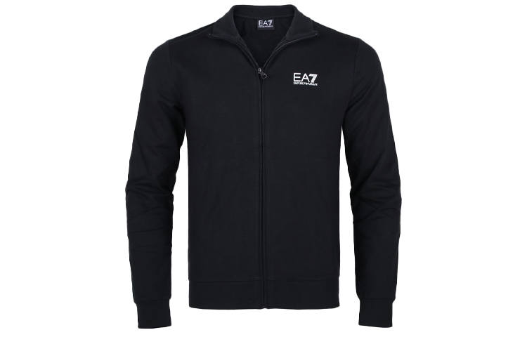 EMPORIO ARMANI EA7 Men Logo Print Stand Collar Casual Jacket Black