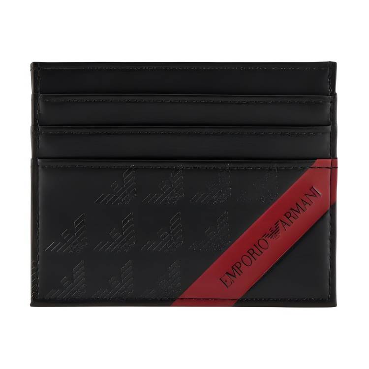 EMPORIO ARMANI PU Polyurethane Card Holder Men's Black