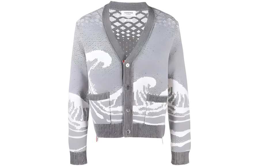 THOM BROWNE THOM BROWNE Wave print Knit Cardigan