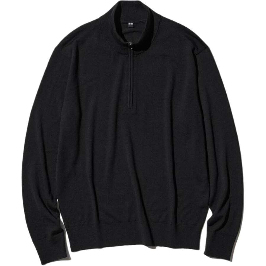 UNIQLO Sweaters Unisex Black Stand Collar Moderate Other