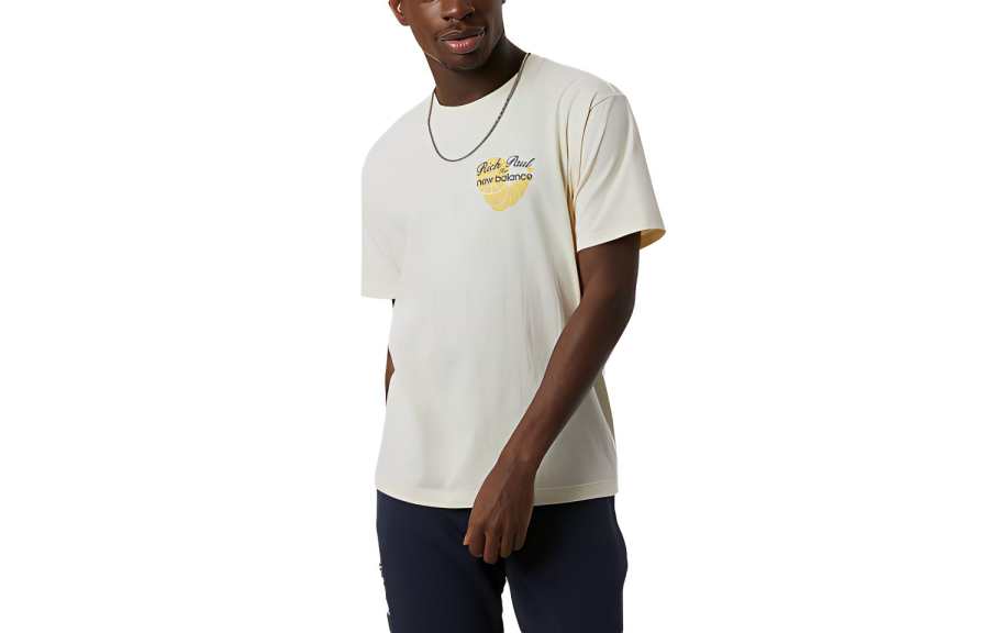 New Balance New Balance New Balance X Rich Paul T Shirts Men's Ecru Crew Neck Moderate Straight Fit