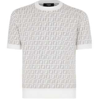 FENDI Sweaters Men's White Crew Neck Moderate Other