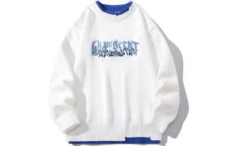 HYPASCENT Sweaters Unisex Crew Neck Thickened Mock Two Piece