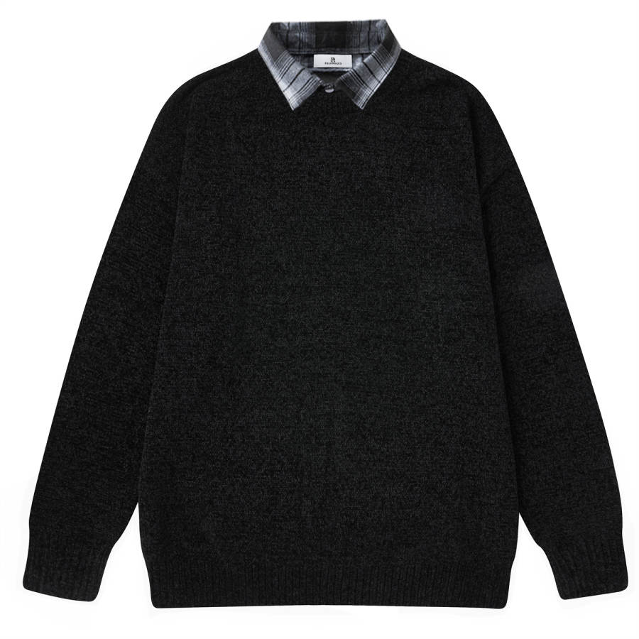 PAL ONGACO Sweaters Unisex Lapel Moderate Mock Two Piece