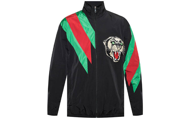 GUCCI 【Previous Season】embroidered contrast stripe logo track jacket