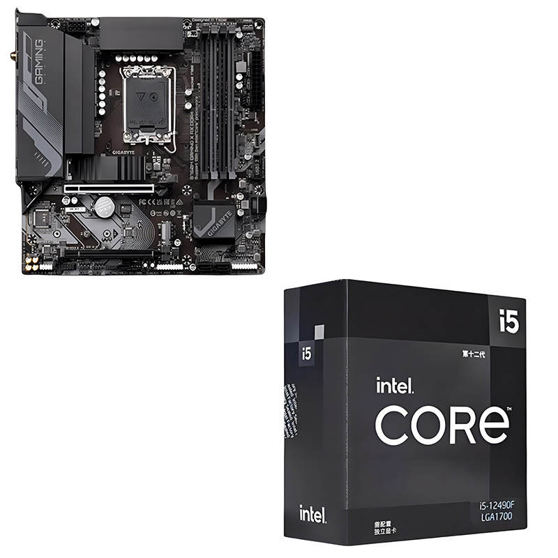 GIGABYTE Intel Wi Fi 6E Wireless Card I5 12490F+B760M GAMING X AX DDR4 CPU Motherboard Set