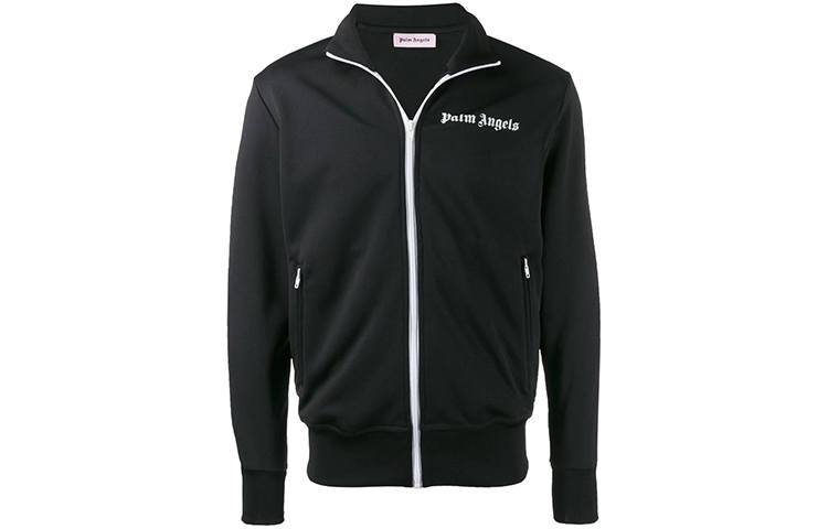 PALM ANGELS Jackets Men's Black Stand Collar Moderate Other