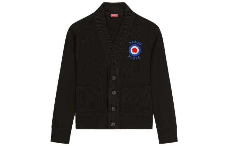 KENZO Knitwear Men's Black V Neck Moderate Cardigan