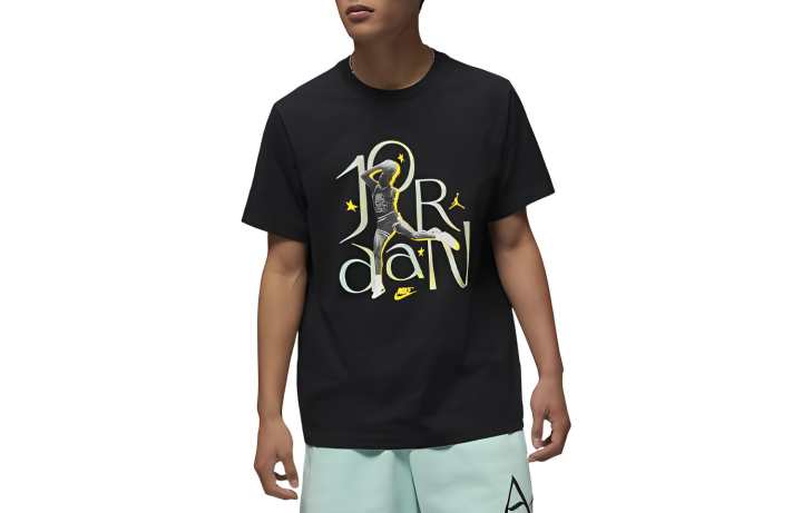 Jordan Jordan T Shirts Men's Black Crew Neck Moderate Straight Fit