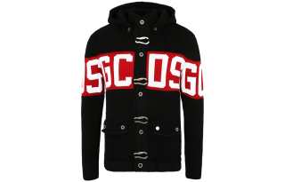 GCDS Knitwear Men's Black Hooded Moderate Cardigan