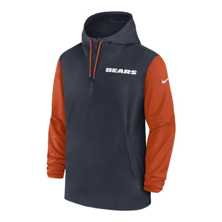 Nike Nike Chicago Bears Sideline Pre Game Player Men's Nike Nfl 1/2 Zip Hooded Jacket