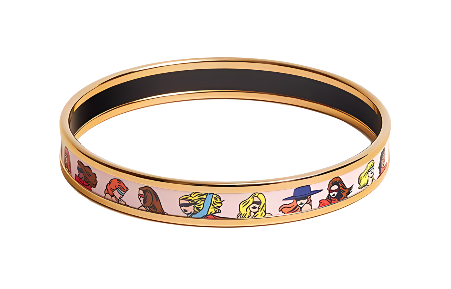 HERMES HERMES Enamel Gold plated Bangles Women's Multicolor