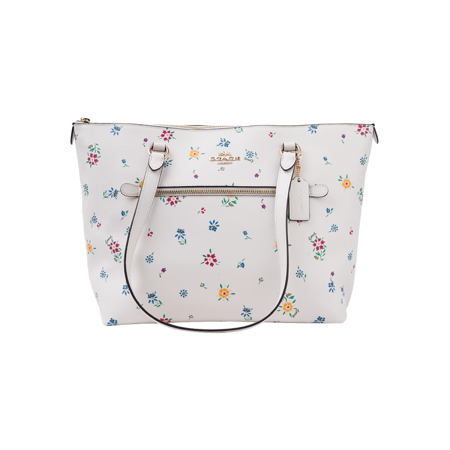 COACH Gallery Canvas With Leather Tote Bag, Shopping Bag, Handbag, Shoulder Bag Women's White