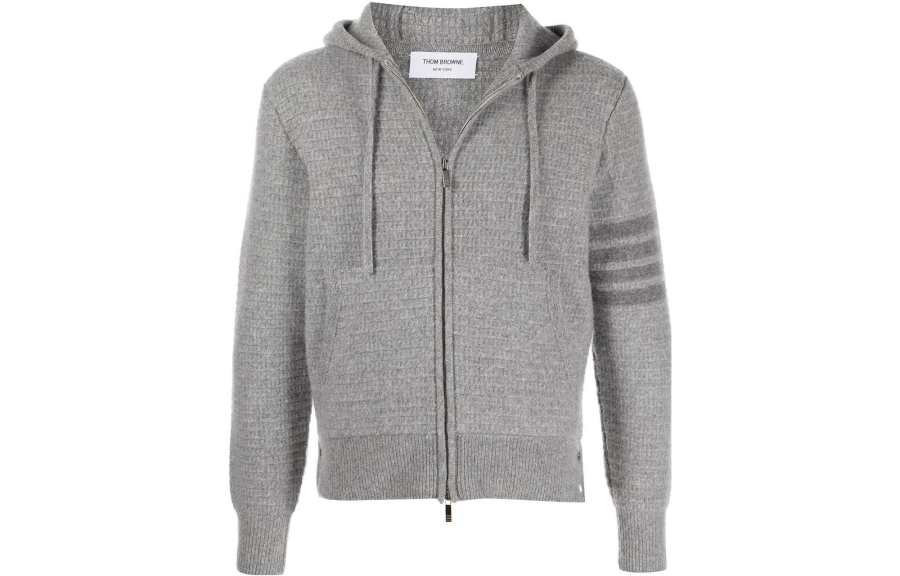THOM BROWNE 4-Bar Stripe Zip-Up Knitted Hoodie