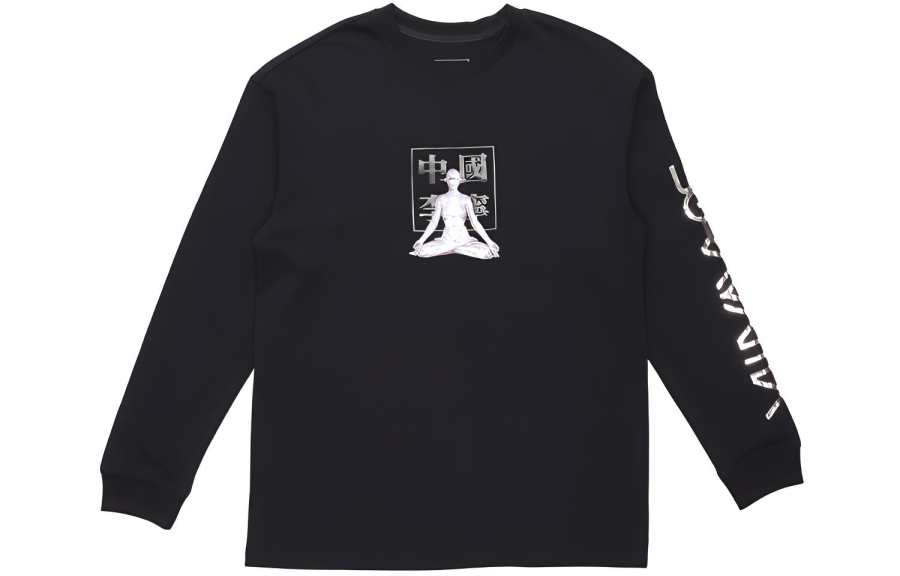Li-Ning Li Ning X HajimeSorayama T Shirts Men's Black Crew Neck Moderate Straight Fit