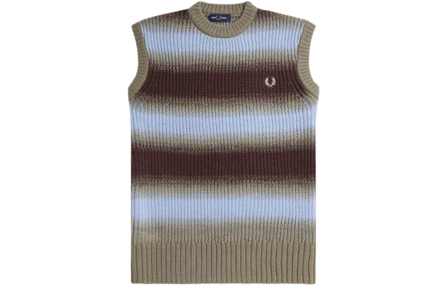 FRED PERRY FRED PERRY Striped Open Knit Tank Top Men's Multicolor