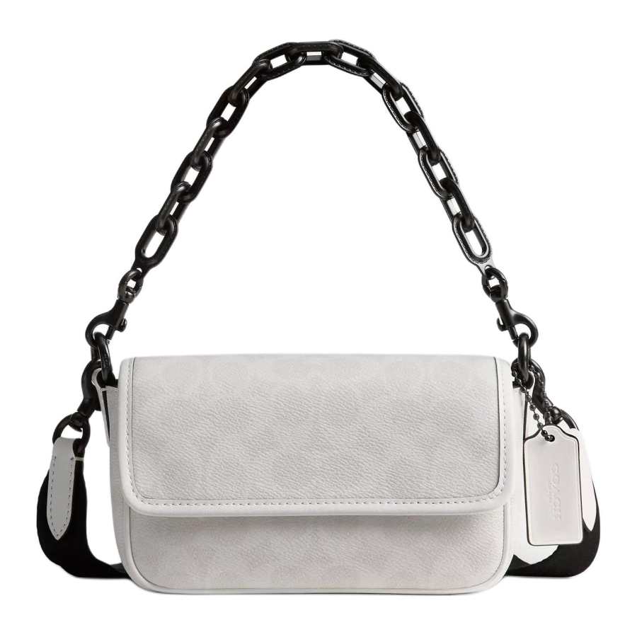 COACH Charter Coated Canvas With Calfskin Shoulder Bag, Crossbody Bag Small Men's White & Black