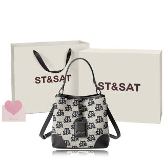 ST&SAT Fabric, Synthetic Leather Handbag, Crossbody Bag, Shoulder Bag Regular Women's Black