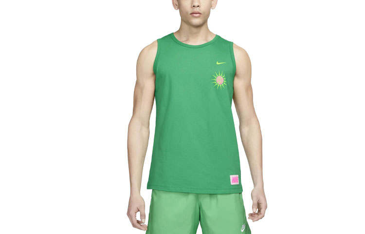 Nike Nike Tank Tops Men's Green Crew Neck Moderate Straight Fit