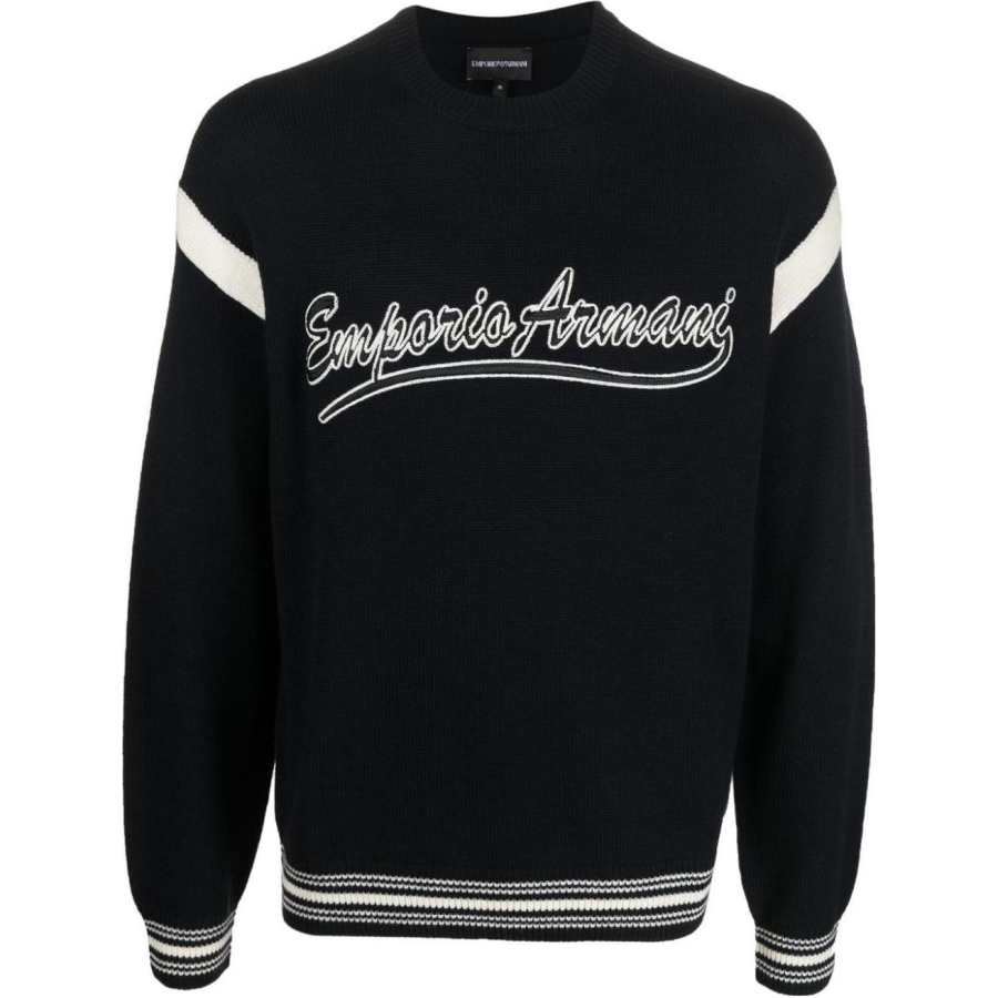 EMPORIO ARMANI 【Zoomed ImageryPrevious Season】logo-embroidered crew-neck jumper