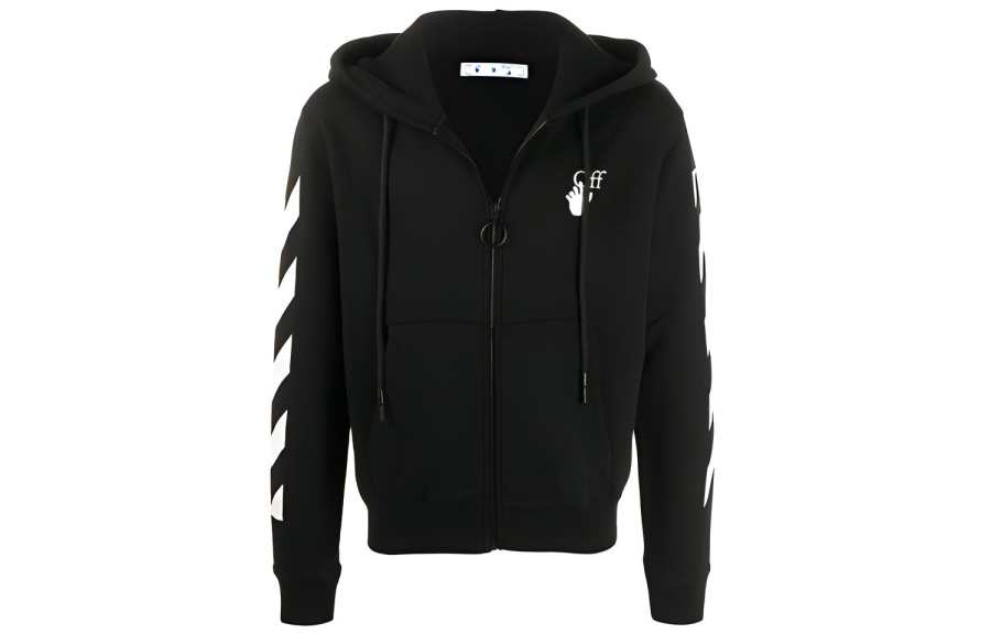 OFF-WHITE OFF WHITE Slim Fit Arrows Diag Zip Up Hoodie