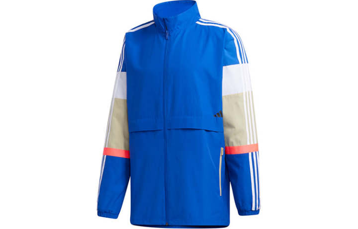 Adidas Adidas Retro Sports Multicolor Stripes Stand Collar Jacket Men's Royal Blue