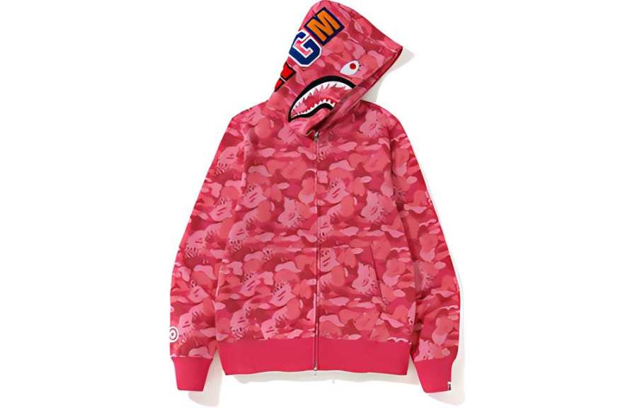 A BATHING APE Bape Fire Camo Shark Full Zip Hoodie