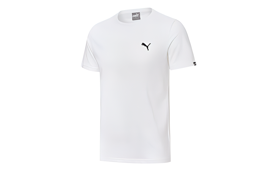 PUMA T Shirts Men's White Crew Neck Moderate Straight Fit