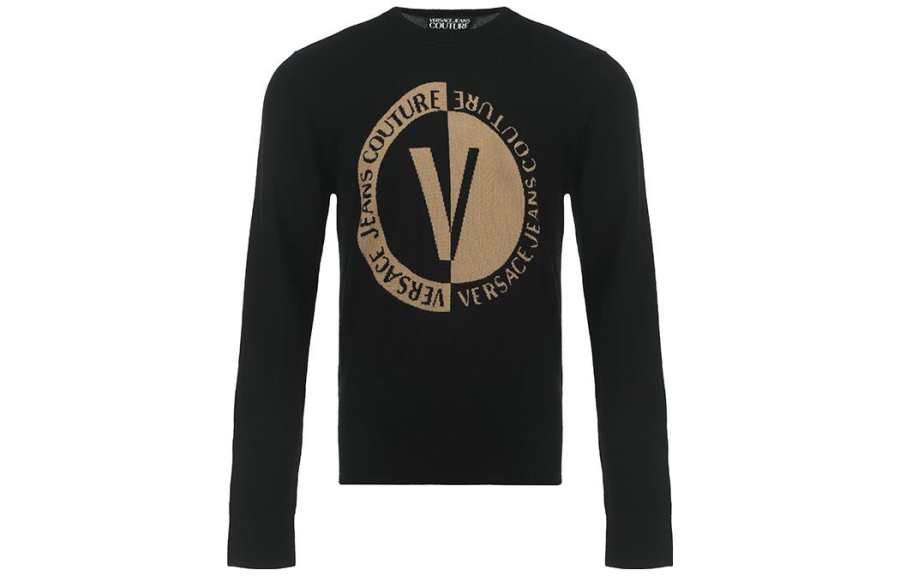 VERSACE JEANS COUTURE Logo Intarsia Knit Crewneck Jumper