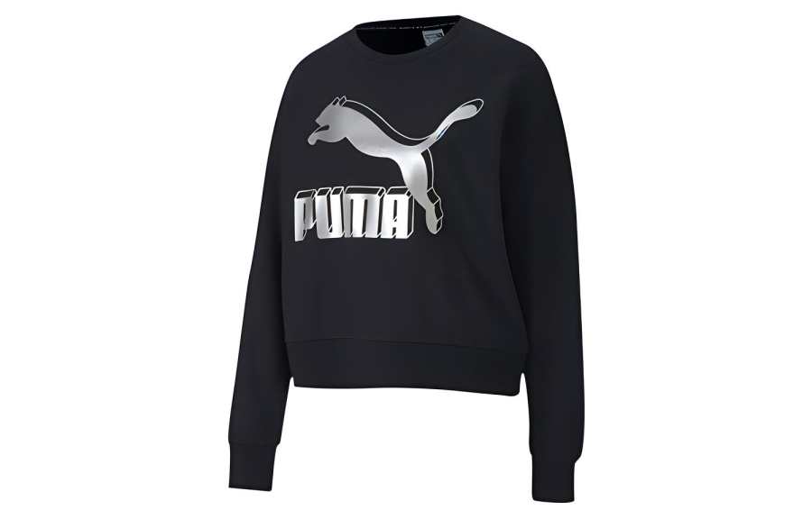 PUMA Sweatshirts Women's Black Crew Neck Moderate Regular
