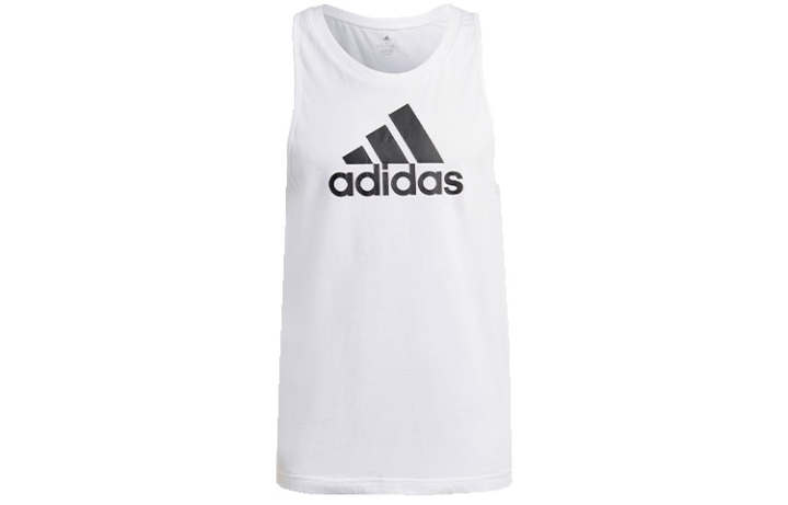 Adidas Adidas Tank Tops Men's White Crew Neck Moderate Straight Fit