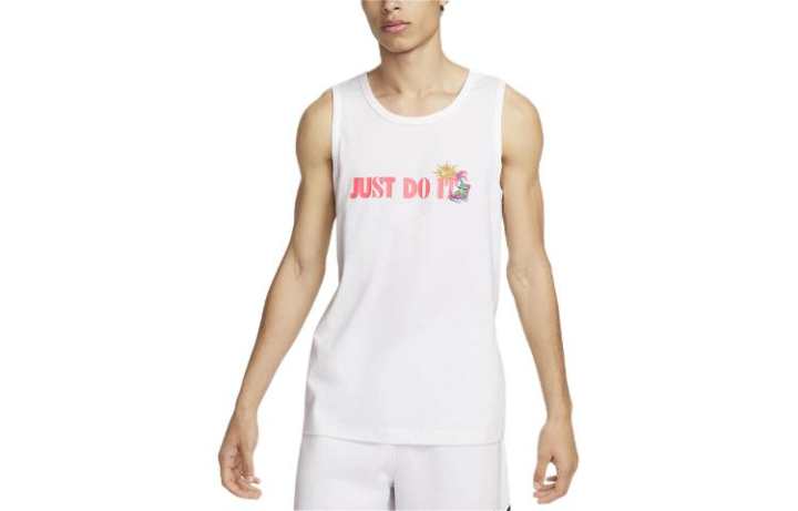 Nike Nike Tank Tops Men's White Crew Neck Moderate Straight Fit