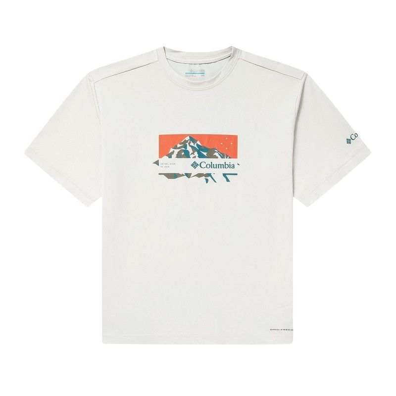 Columbia T Shirts Men's Ecru Crew Neck Moderate Straight Fit