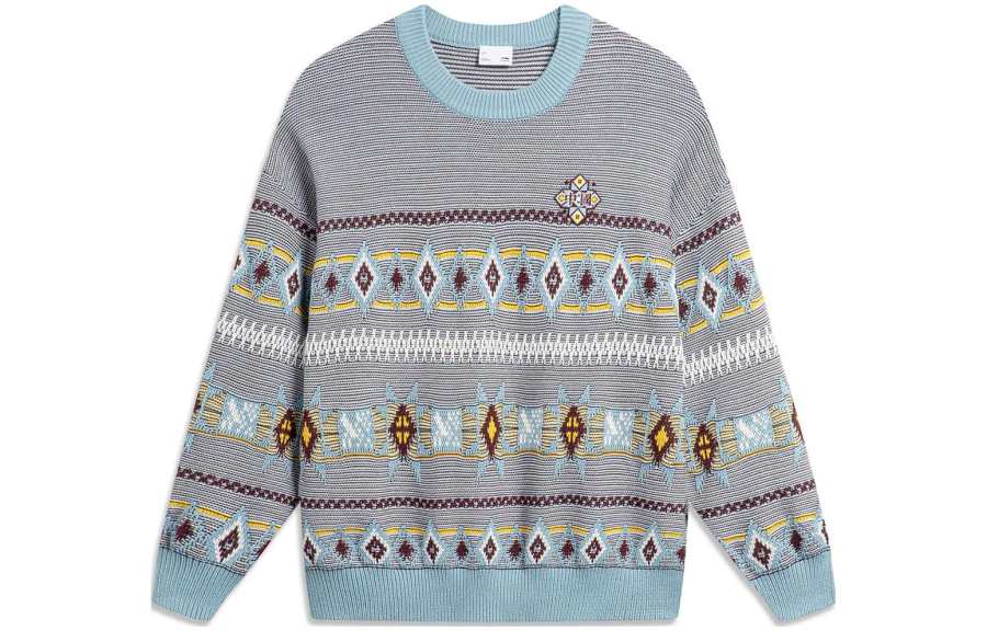 Li-Ning Li Ning Sports Life Collection Sweater Men's Ecru Fish Eye Cyan