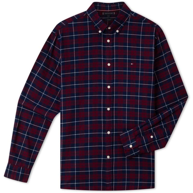 Tommy Hilfiger Shirt Men's Red Blue Plaid