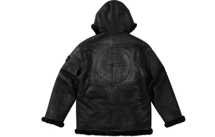 Supreme Supreme x Stone Island Hand painted Hooded Shearling Jacket Unisex