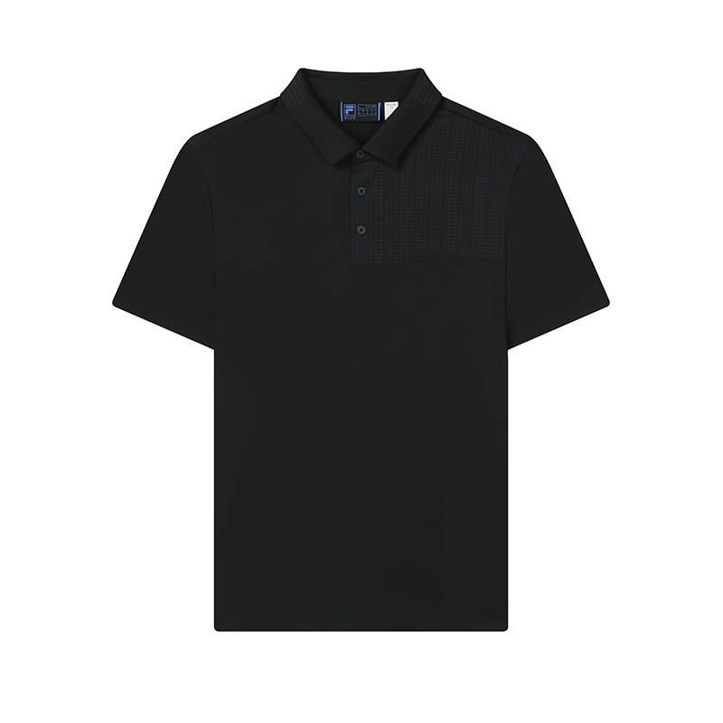 FILA Polo Shirts Men's Jet Black Polo Collar Moderate Straight Fit