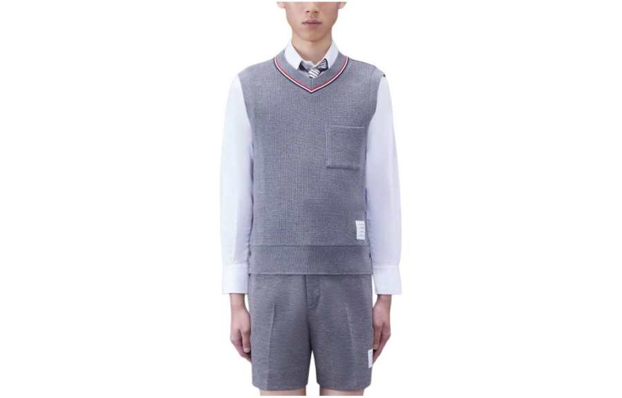 THOM BROWNE THOM BROWNE Logo-patch RWB-trim Vest