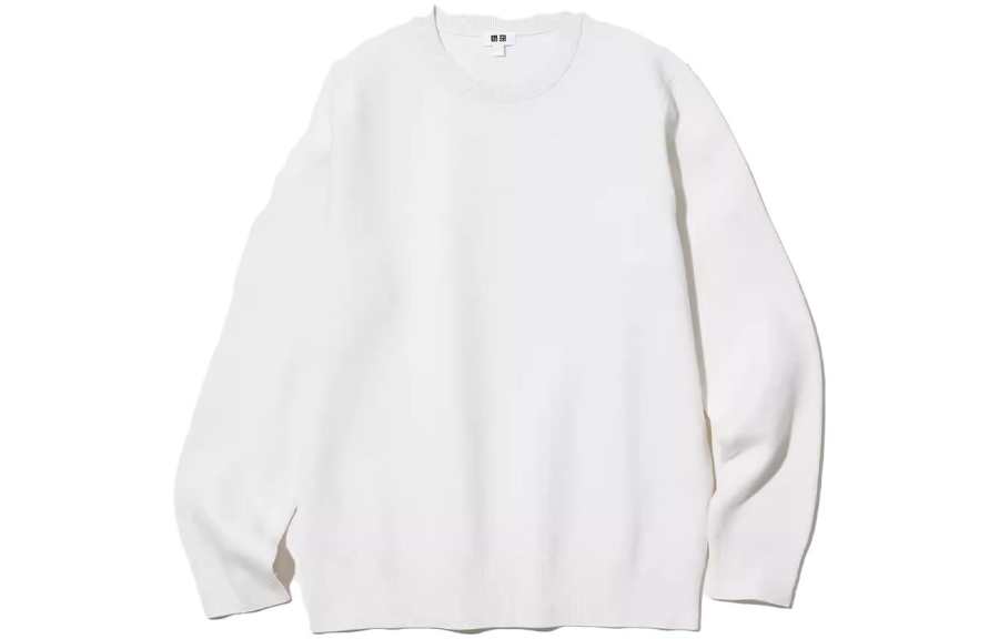 UNIQLO Knitwear Unisex White Crew Neck Moderate Other