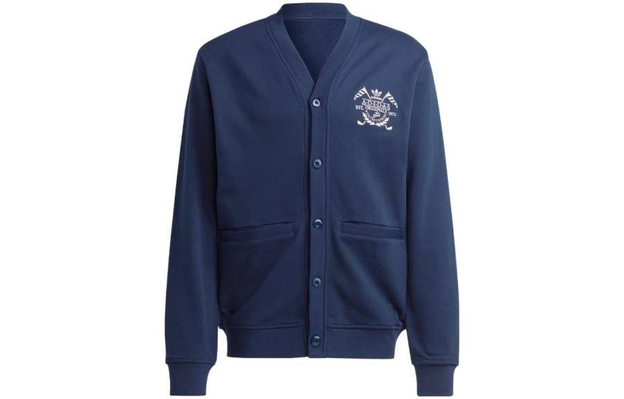 Adidas Originals Knitwear Men's Blue V Neck Moderate Cardigan