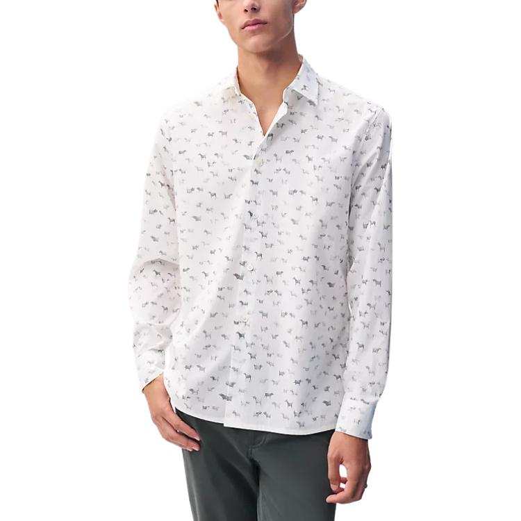 HERMES HERMES Shirts Men's White Lapel Moderate