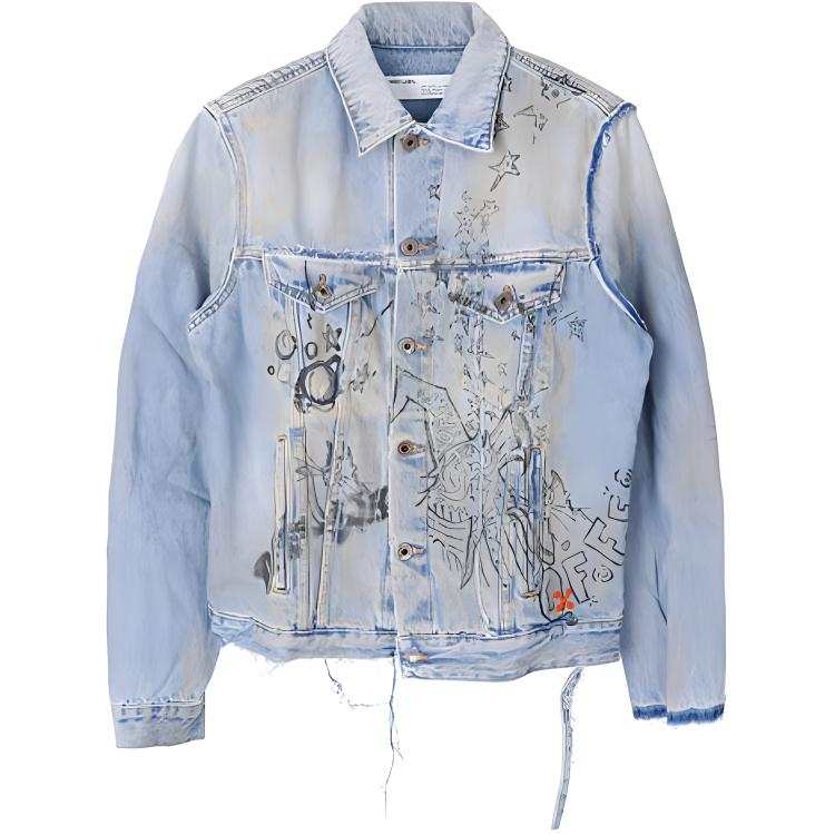 OFF-WHITE OFF WHITE Distressed Denim Jacket