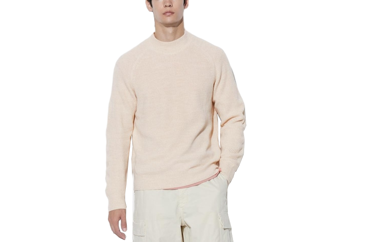 UNIQLO Knitwear Men's Beige Half Turtleneck Moderate Other