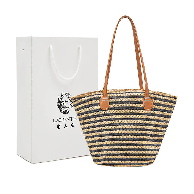 LAORENTOU Fabric Shoulder Bag Women's Black/Beige