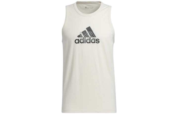 Adidas Adidas Tank Tops Men's White Crew Neck Moderate Straight Fit