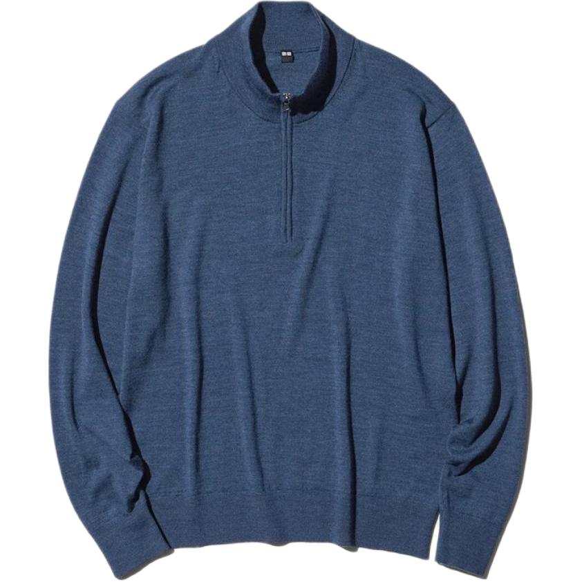 UNIQLO Sweaters Unisex Blue Stand Collar Moderate Other