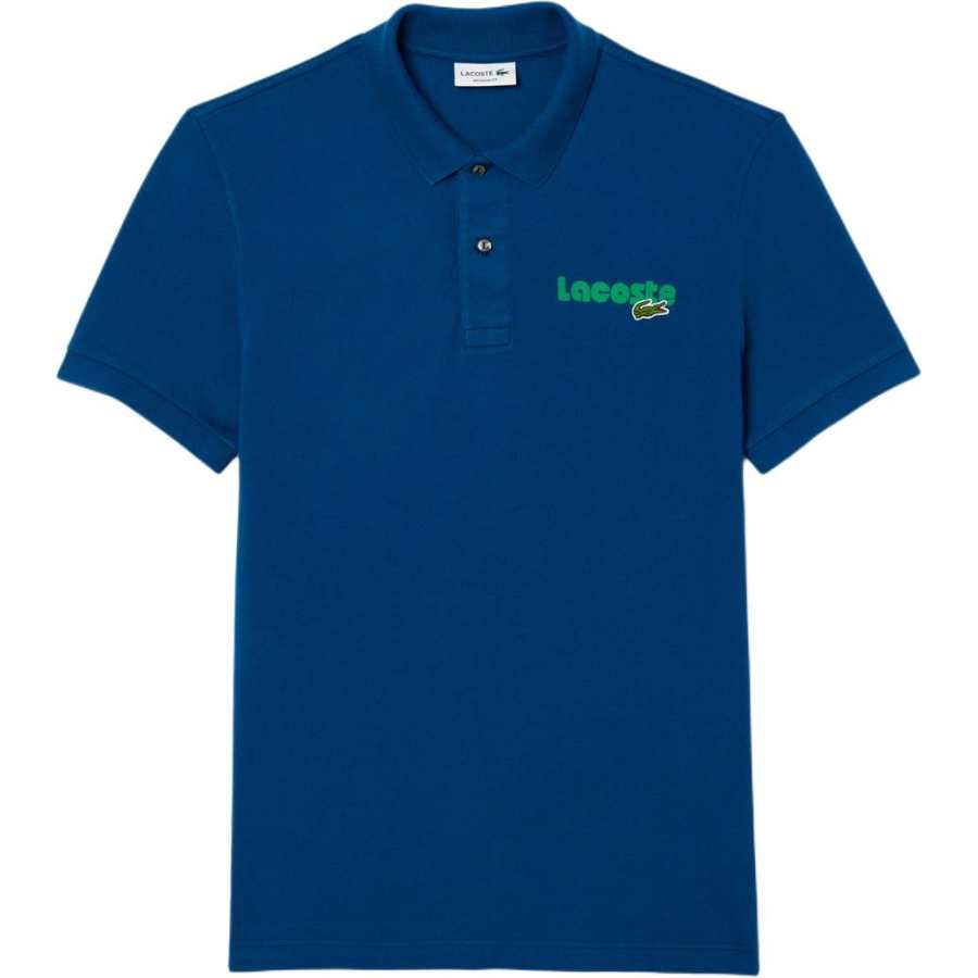 LACOSTE Polo Shirts Men's Blue Polo Collar Moderate Straight Fit