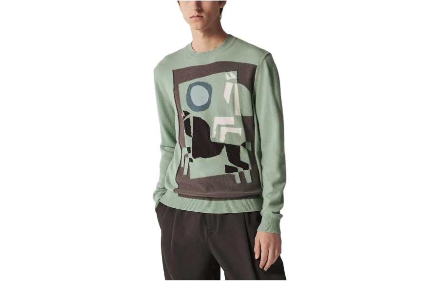 HERMES Knitwear Men's Aqua Blue Crew Neck Moderate Other