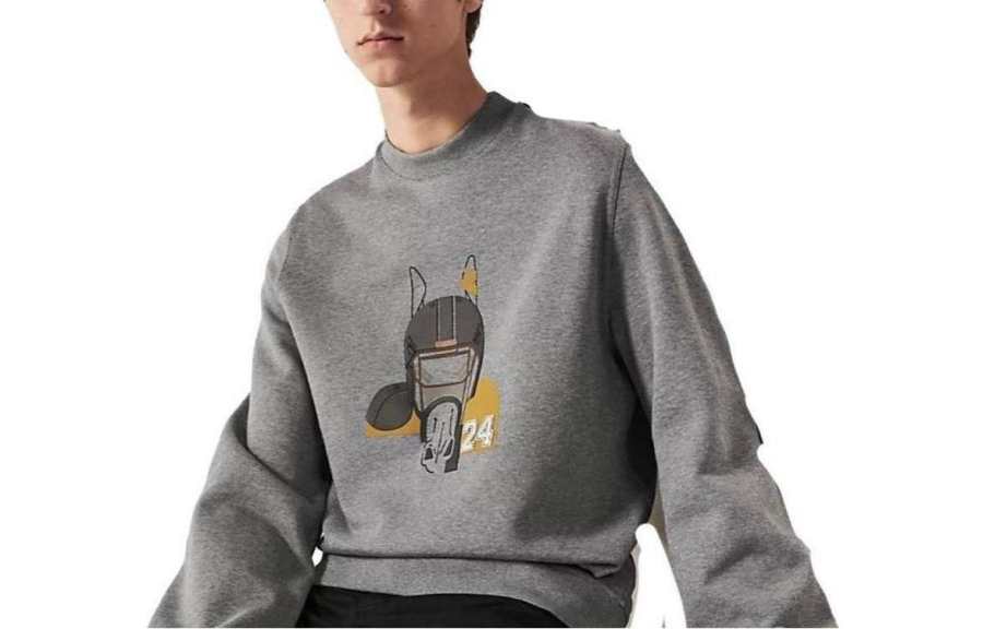 HERMES HERMES Sweaters Men's Gray Crew Neck Moderate Other